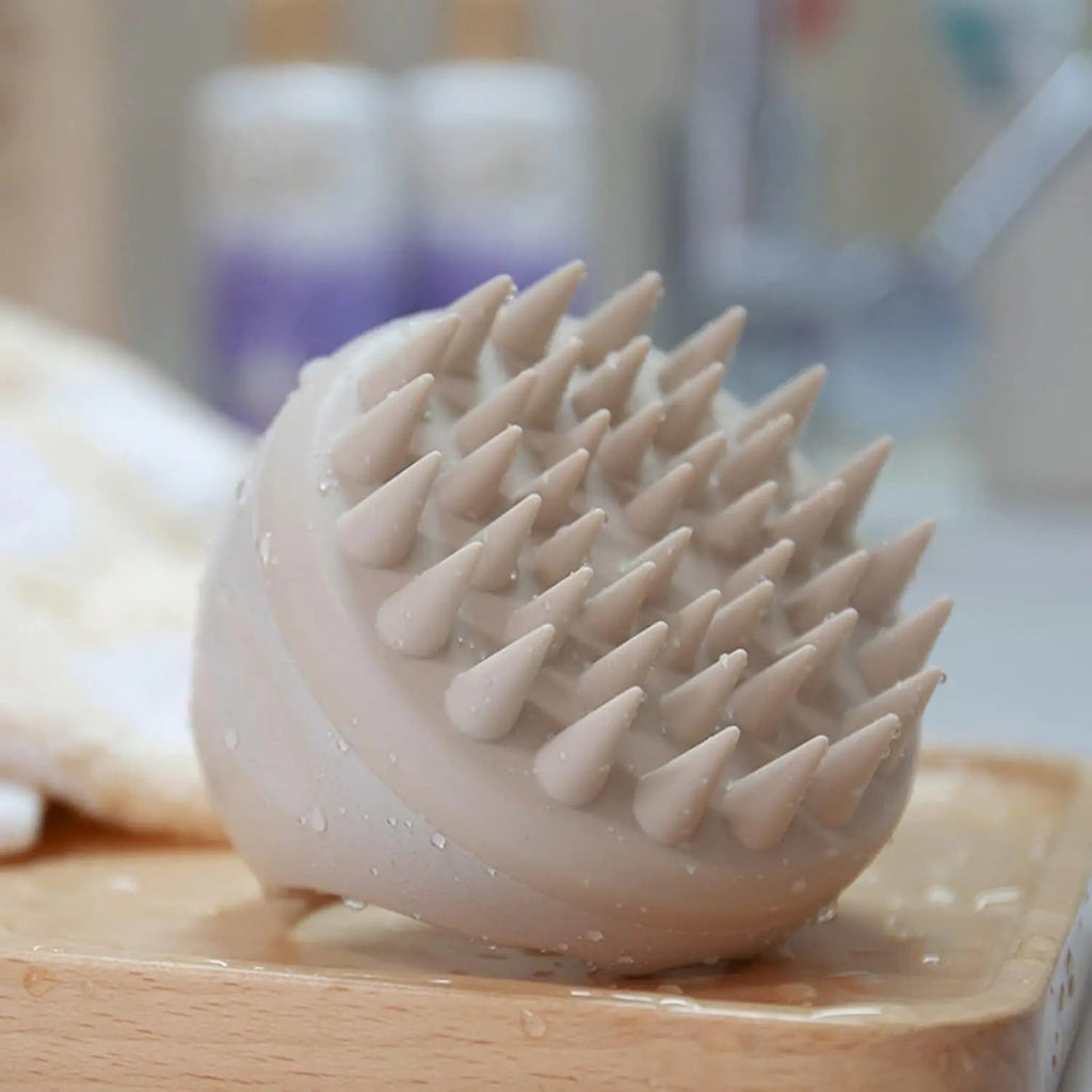 Hair Scalp Massager Shampoo Brush Hair Scrubber Washing Brush Silicone Scalp Exfoliator for Dandruff Removal- Beige Quick Pick Grocers
