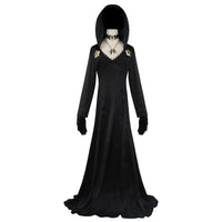In Stock Moth Lady Evil Cosplay Fantasia Village Vampire Lady Dimitrescu Costume Women Black Dress Halloween Carnival Party Suit Quick Pick Grocers
