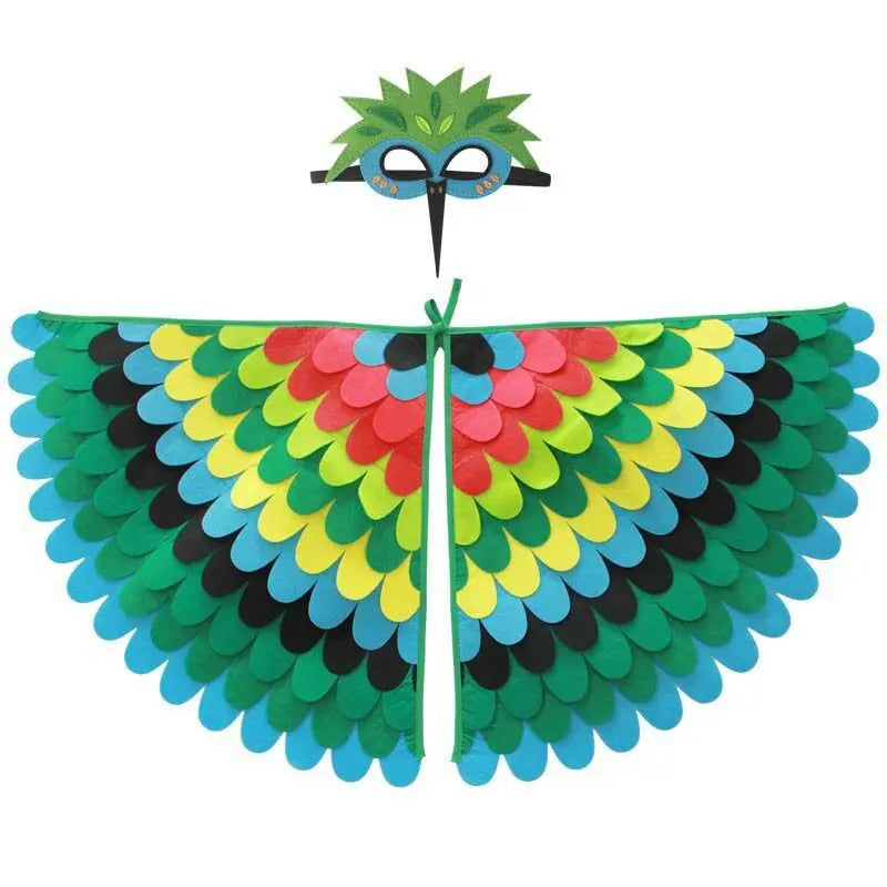 Bird Cosplay Costume Stage Performance Owl Peacock Wings Bird Felt Cape with Mask for Girls Boys Halloween Party Cloak Quick Pick Grocers
