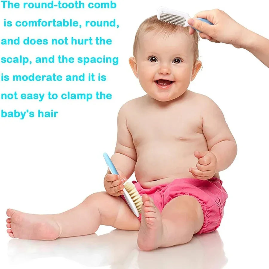 Baby Hair Brush Set for Newborn Toddlers Soft Bristles Silicone Cradle Cap Massaging Brush Infant Hair Care Bathing Soft Comb Purest Peak
