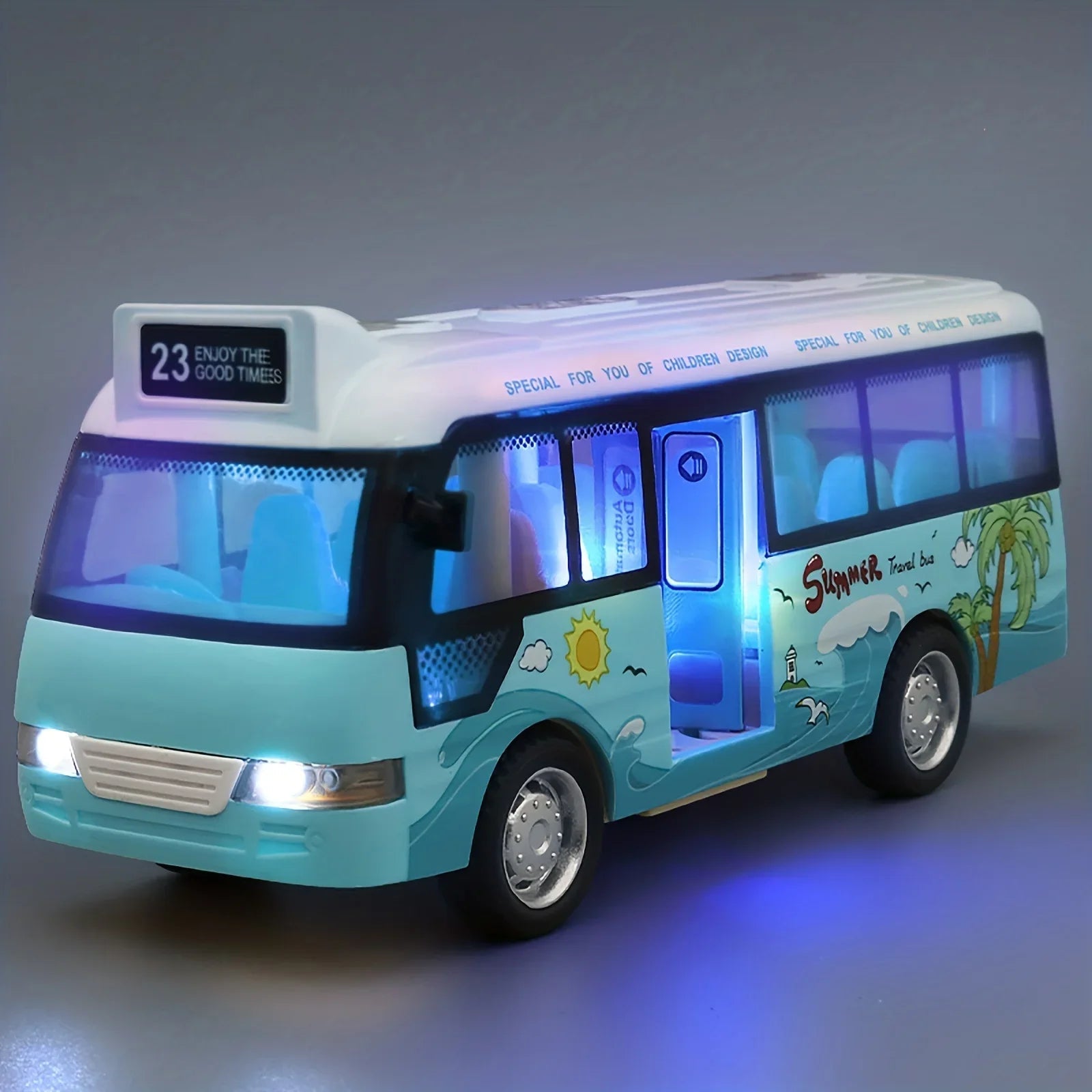 City Bus Toys Cars Die-Cast Plastic Airport Cars For Boys Girls, Pull Back Play Vehicle With Sound, Light Up & Open-able Doors Quick Pick Grocers
