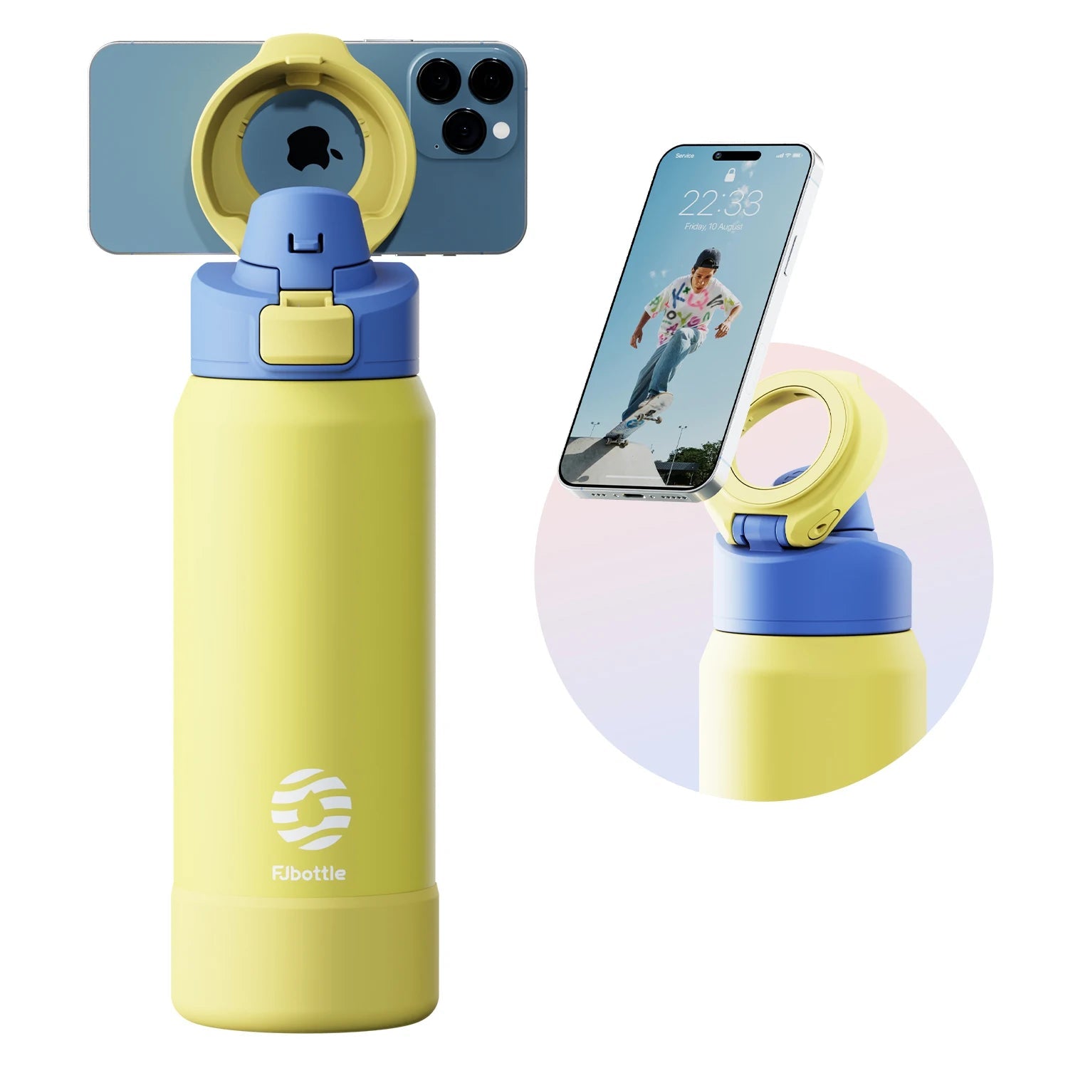 Fjbottle Magnetic Thermos Stainless Steel Sports Water Bottle with Magnetic Phone Holder Bouncing cover Insulation Cup Quick Pick Grocers
