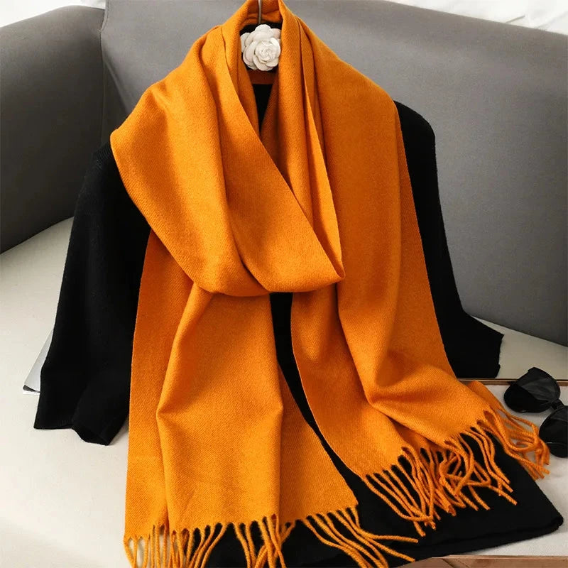 62Color Solid Women Winter Scarf Warm Thicken Cashmere Shawl Outdoor Fashion Luxury Tassels Pashmina Lady Wrap Windproof Scarves Econic Blanks