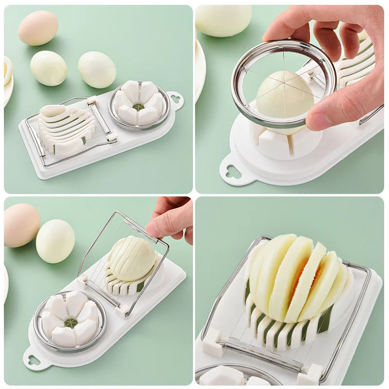 1/2PC Multi Functional Egg Cutting Artifact Stainless Steel Slicer Fancy Splitter Kitchen Divider Two in One Egg Cutter Tools Econic Blanks