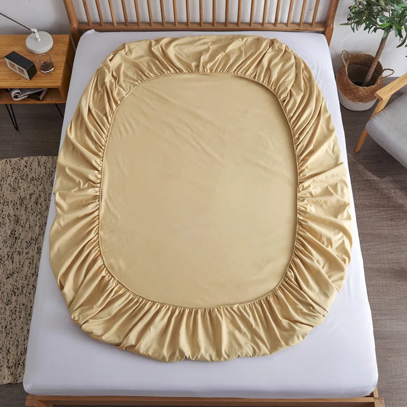 Cotton Fitted Sheet with Elastic Bands Non Slip Adjustable Mattress Covers for Single Double King Queen Bed,140/160/200cm Quick Pick Grocers