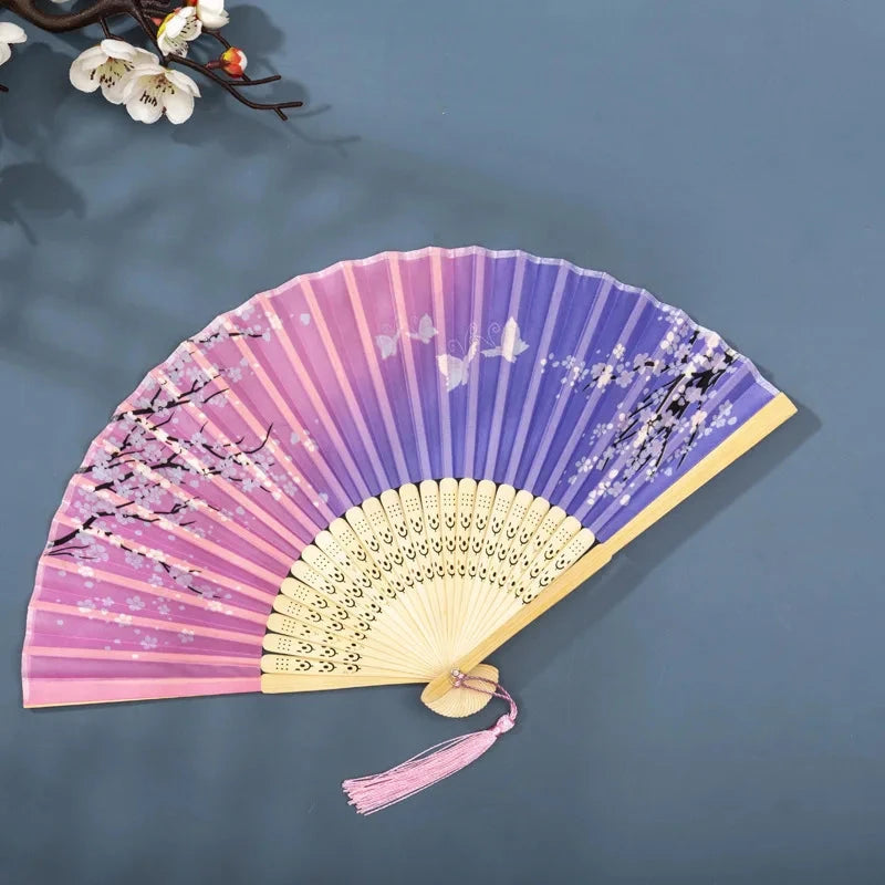 Hand Fan Foldable Silk Fan Noodles Bamboo Fan Bones Halloween Cosplay Prop Christmas Wedding Decoration Party Gifts Art Crafts Econic Blanks