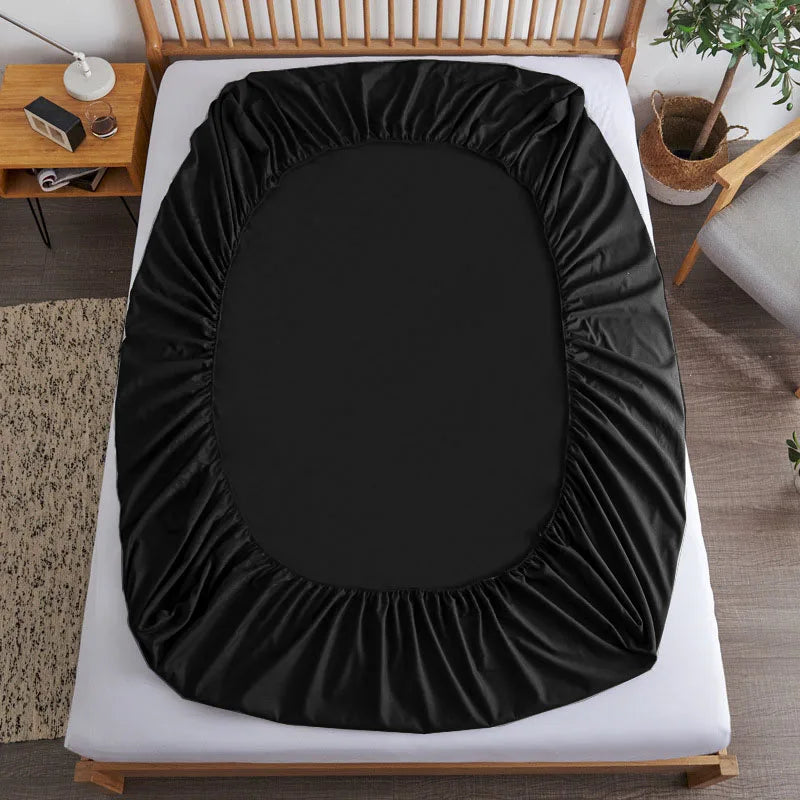 Cotton Fitted Sheet with Elastic Bands Non Slip Adjustable Mattress Covers for Single Double King Queen Bed,140/160/200cm Quick Pick Grocers