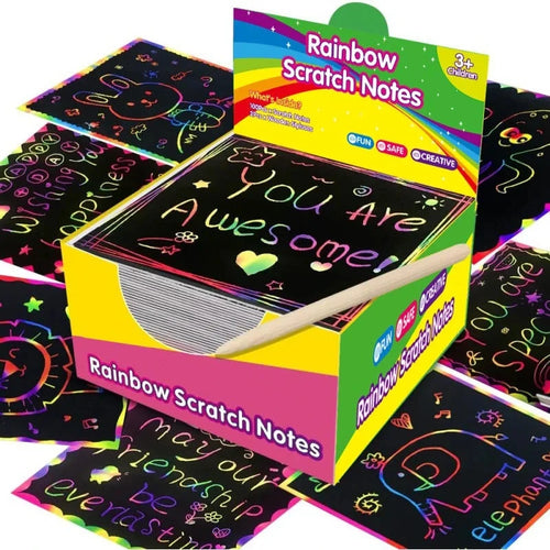 100PCS Rainbow Reveal Craft Kit with Wooden Stylus, Parent-Child Activity Gift for Kids Ages 5-12 (Non-Toxic Coating) Econic Blanks