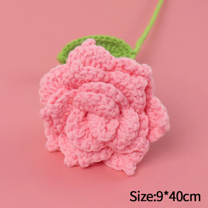 1pc Tulip Crochet Flowers Artificial Woven Flowers Handmade Tulipanes Wedding Gift for Guest Home Decoration Mother's Day Gift Quick Pick Grocers