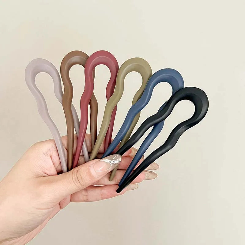 U-Shaped Hair Fork Fashion Tortoiseshell Acetate Acrylic Hairpin Geometric Headwear Hair Sticks Women Girls Hair Accessories Quick Pick Grocers