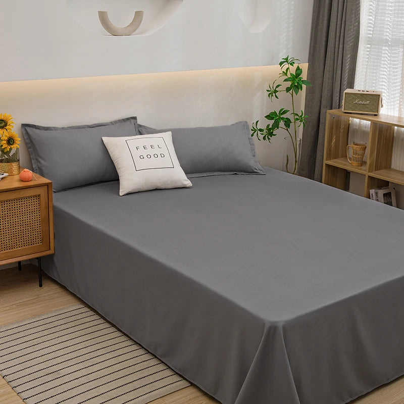One solid color simple sheet Machine washable single double bed linen Student dormitory sheet (pillowcase not included) Quick Pick Grocers