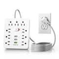 Power Outlet with Surge Protector, 9 sockets 3 USB Ports,5ft Extension Cord, Quick Charge, For Home and Office,White Econic Blanks