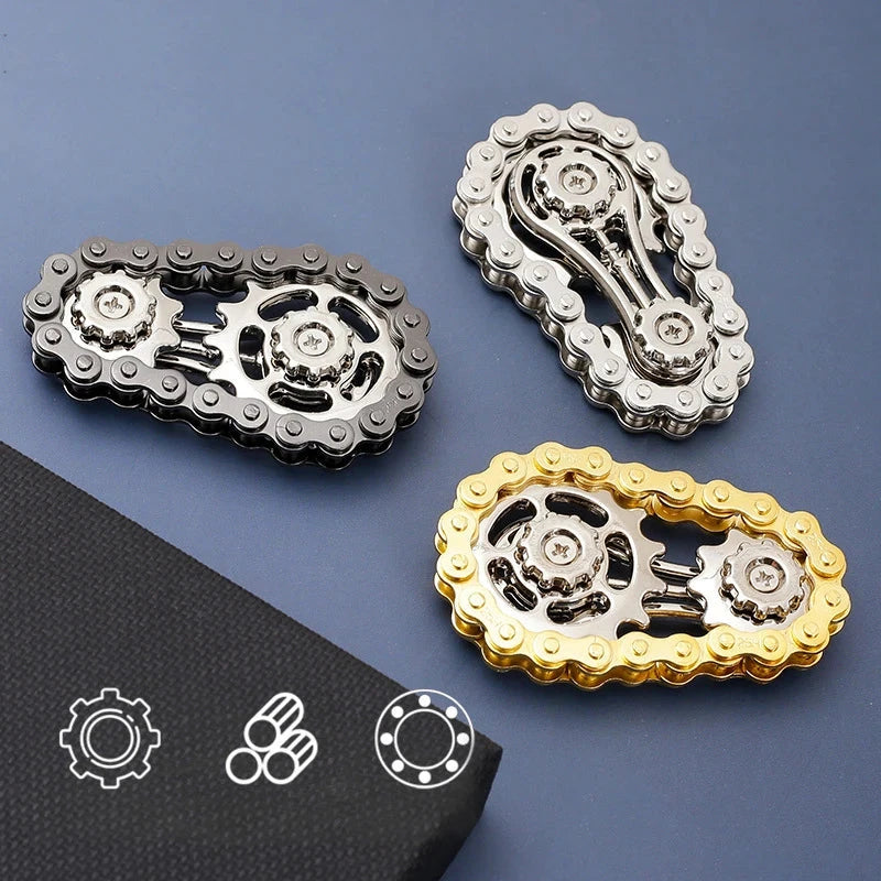 Sprockets Flywheel Fingertip Gyro Fidget Spinner Antistress Anxiety Metal Bike Chains EDC Spinner Fidget Toys For Adult Kids Econic Blanks