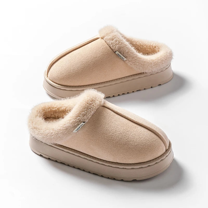 Fashion Women Fluffy Slippers for Autumn and Winter Indoor EVA Thick Sole Anti-Slip and Warm Unisex Slippers for Winter Purest Peak