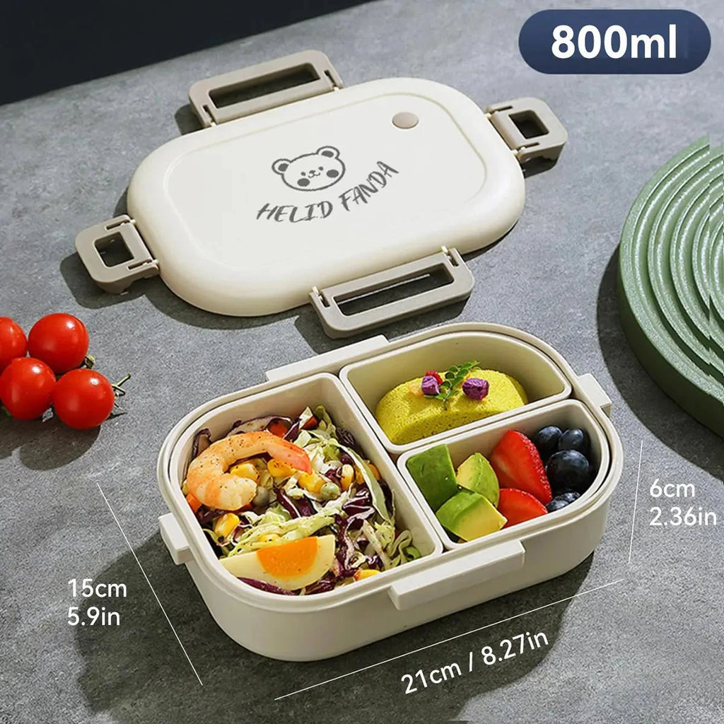 WORTHBUY Removable 3-Compartment Lunch Box 800ml Portable Plastic Bento Box Microwave School Student Kid Sealed Food Container Econic Blanks