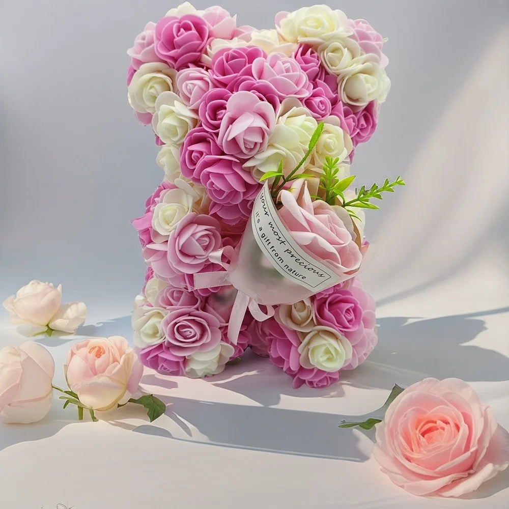 1 Piece Artificial Rose Bear with Hand Corsage, Artificial Rose Bear Birthday Gift, Valentine's Day, Wedding Mother's Day Quick Pick Grocers