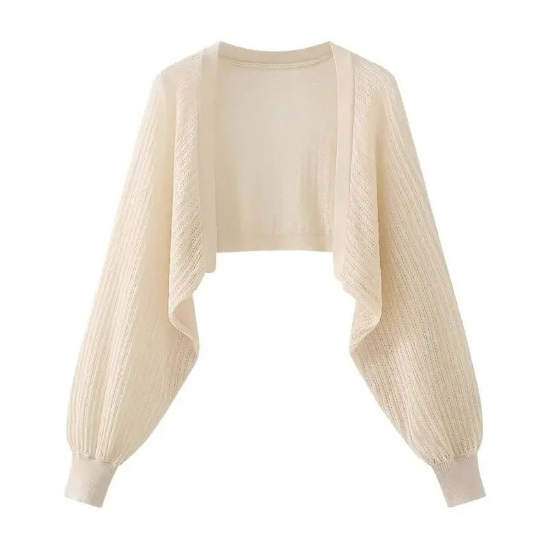 French Ice Silk Knitted Sun-Proof Cardigan Top Women's Summer Thin Jacket Waistcoat Suspender Skirt Shawl Outer Match Blouse Quick Pick Grocers