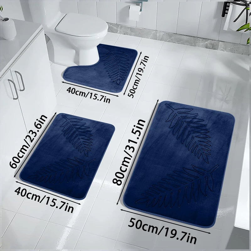 3PCS Set Bath Mats Nonslip Soft Quick Dry Bathroom Soft Rugs Water Absorption Dry Fast Bath Mat Machine Washable For Home Floor Quick Pick Grocers