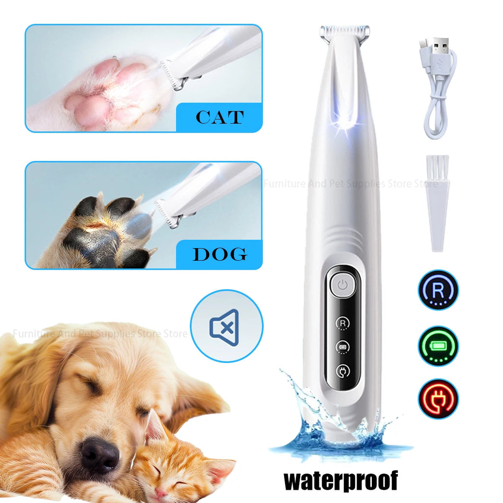 New Dog Paw Trimmer with LED Light Fully Waterproof Pet Hair Trimmer with LED Display Dog Clippers for Grooming 18mm Widen Blade Quick Pick Grocers
