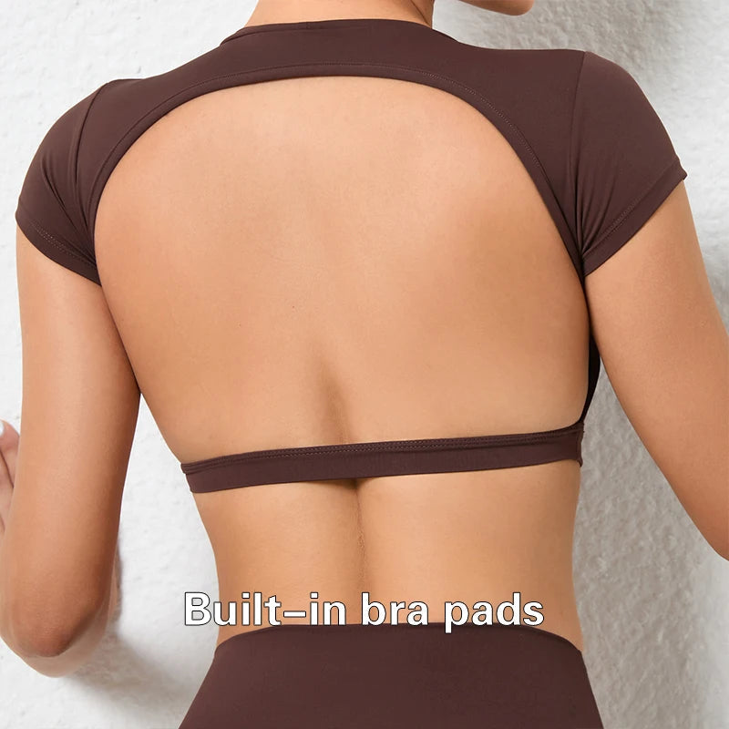 Hearuisavy Summer Sports Shirts Breathable Workout Tops Fitness Sportswear Backless Yoga Clothing Sport Crop Tops Women Gym Top Quick Pick Grocers
