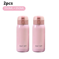 200/350ml Cute Mini Thermos Cup Stainless Steel Thermal Coffee Mug Portable Vacuum Flask Insulated Water Bottle with Button Lid Quick Pick Grocers