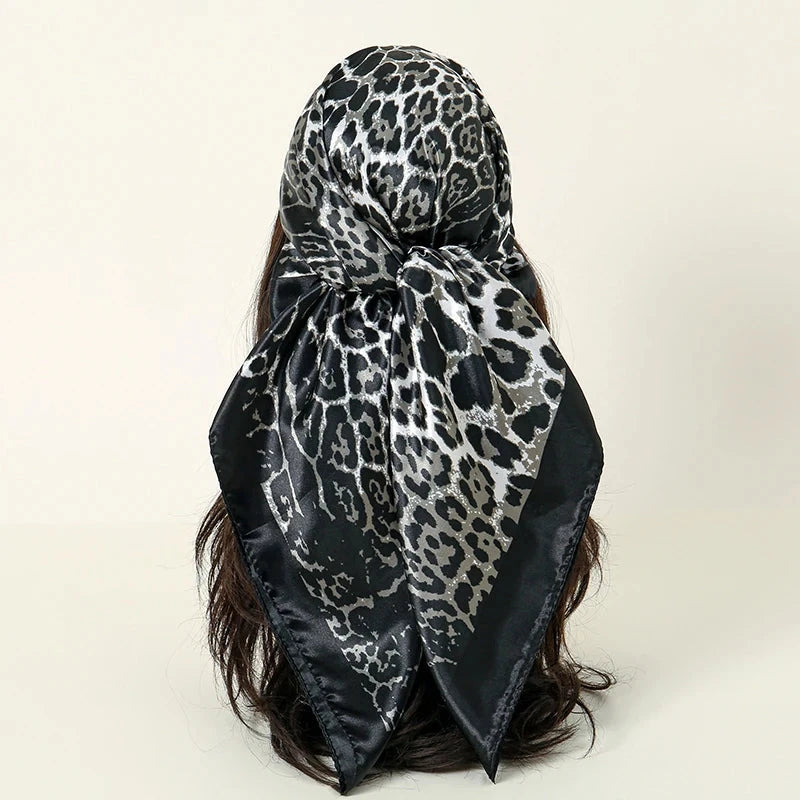 Satin Square Scarf Women Muslim Hijab Elegant 2025 Print Silk Neckerchief Shawl Wraps Headband Handle Hair Accessories Bandana Econic Blanks