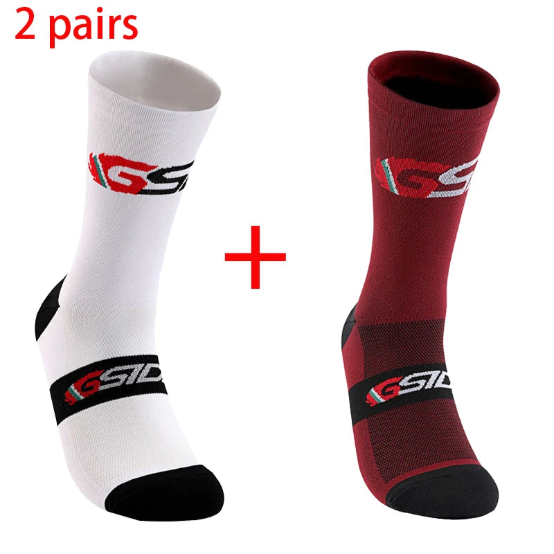 2pairs 2023 New Cycling Socks Bike Nurse Compression Road Bike Running Mtb Knee-high White Sports Funny Brand Black Quick Pick Grocers