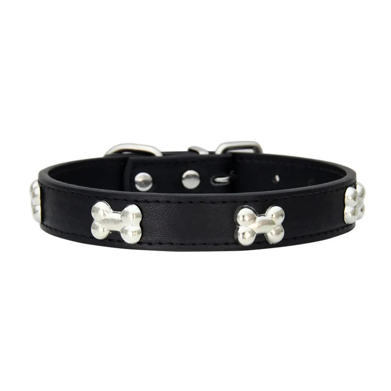 Bone Leather Durable Pet Dog Collars Puppy Pug Collars for Small Large Dog Chihuahua Cat Accessories Pet Collar for Small Dogs Quick Pick Grocers