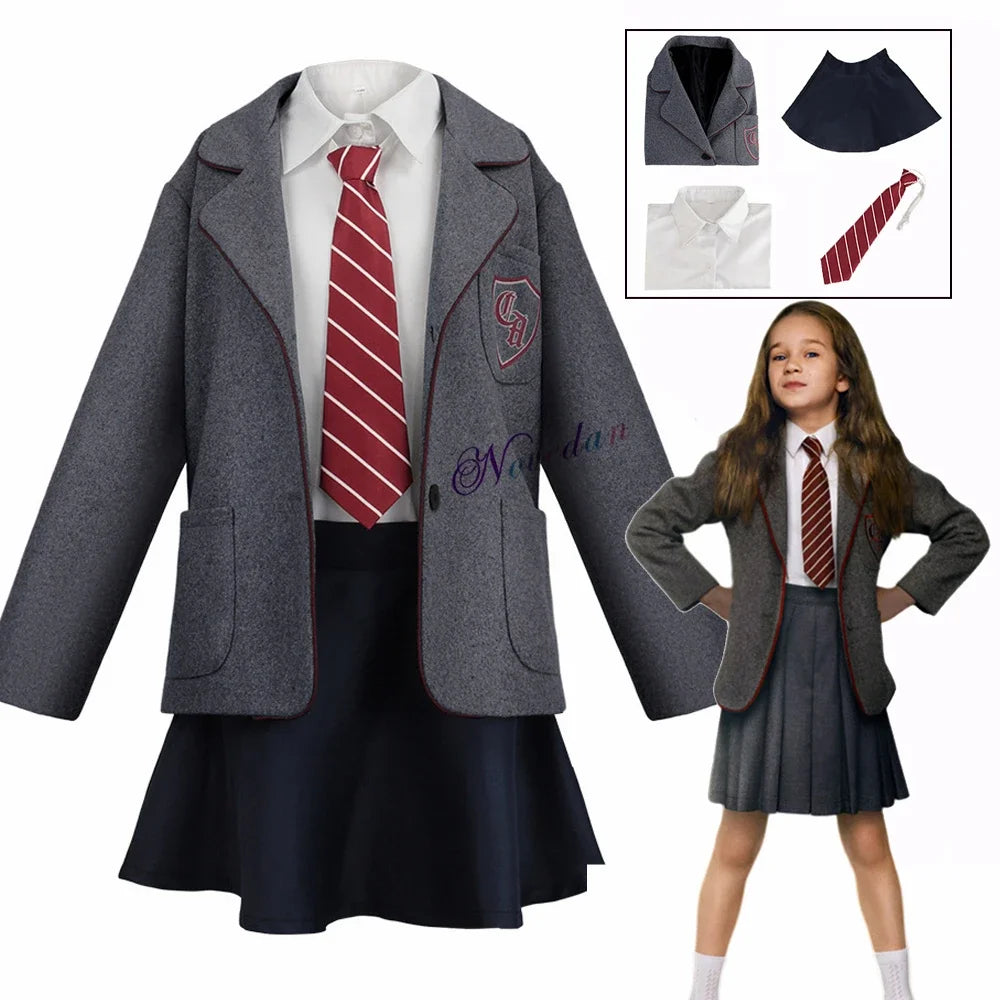 Movie Matilda Cosplay Costume School Uniform Coat Skirt Tie Roald Dahls Matilda the Musical Costume Suit Kids For Girls Women Quick Pick Grocers