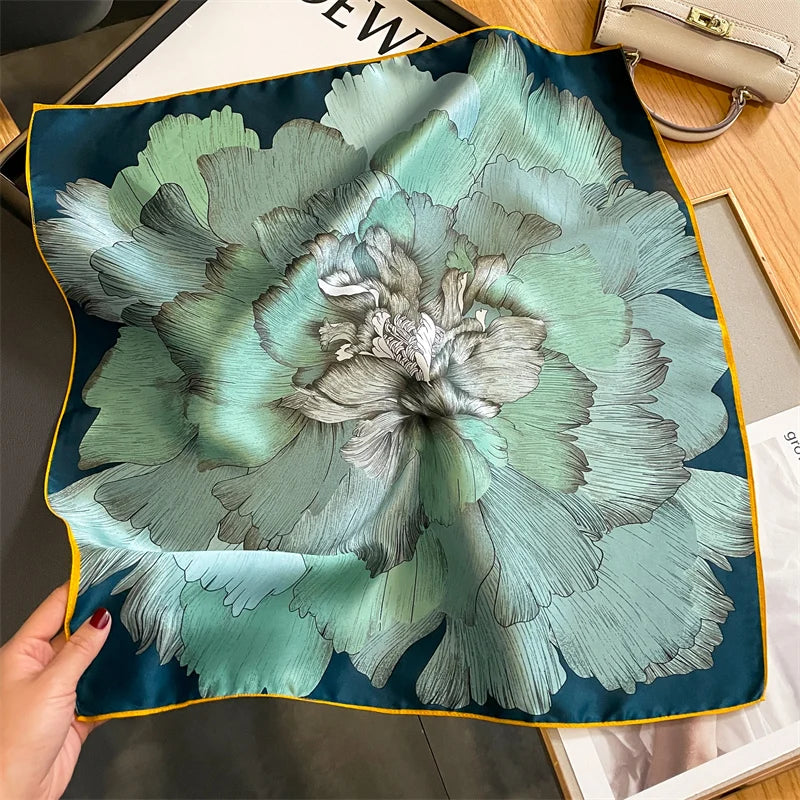 2025 Fashion 100% Real Silk Scarf 53cm Square Bandelet Women's Silk Temperament Small Scarf Neck Decorative Wrap Printed Scarves Quick Pick Grocers
