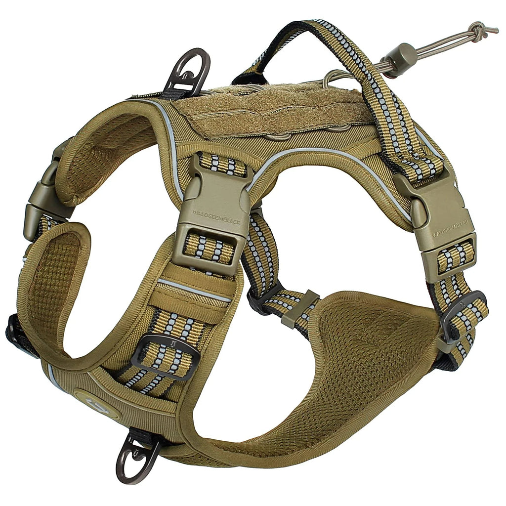 Tactical Dog Harness, No Pull Dog Harness, Adjustable Breathable MOLLE Dog Vest Harness for Medium Large Dog Reflective Military Econic Blanks