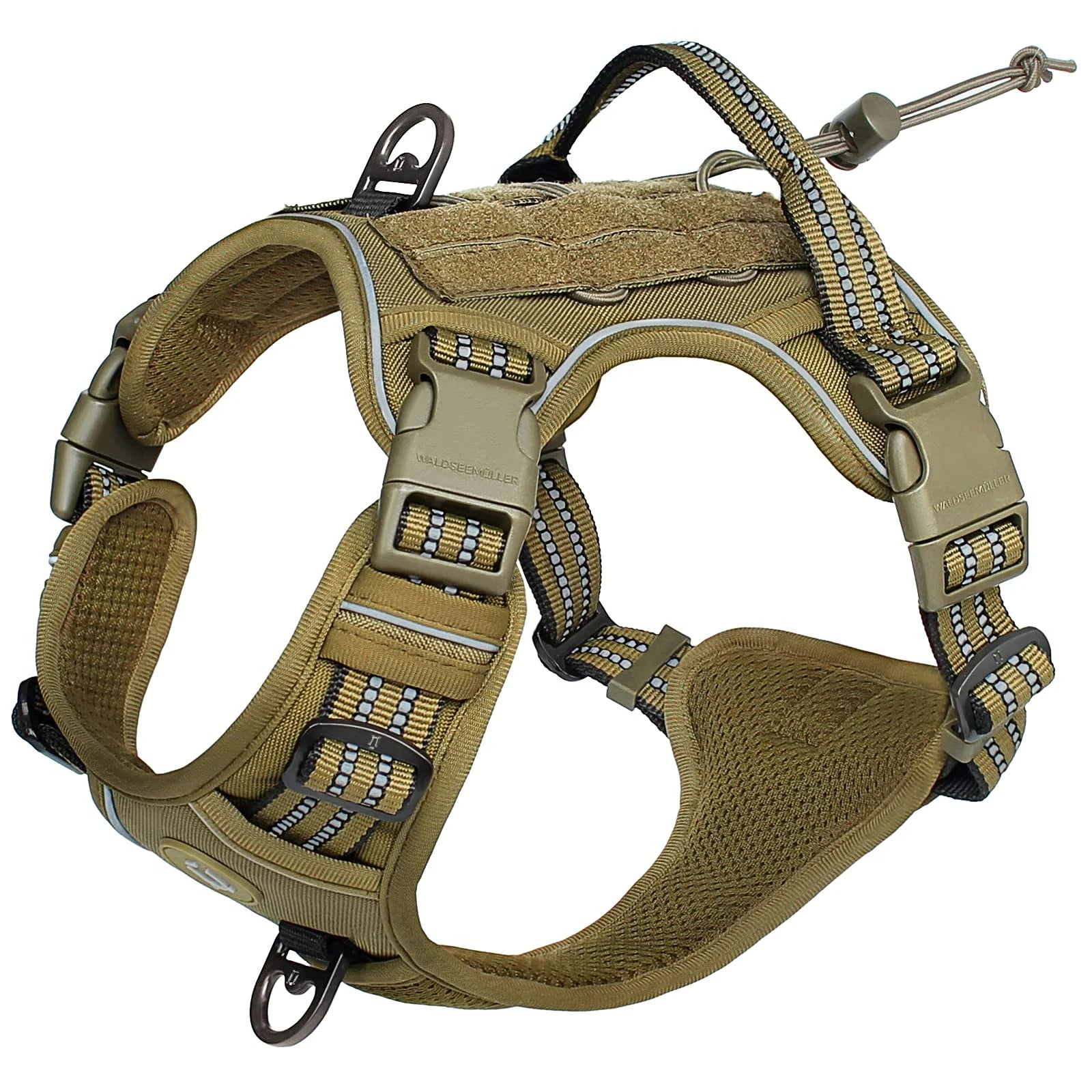 Tactical Dog Harness, No Pull Dog Harness, Adjustable Breathable MOLLE Dog Vest Harness for Medium Large Dog Reflective Military Econic Blanks