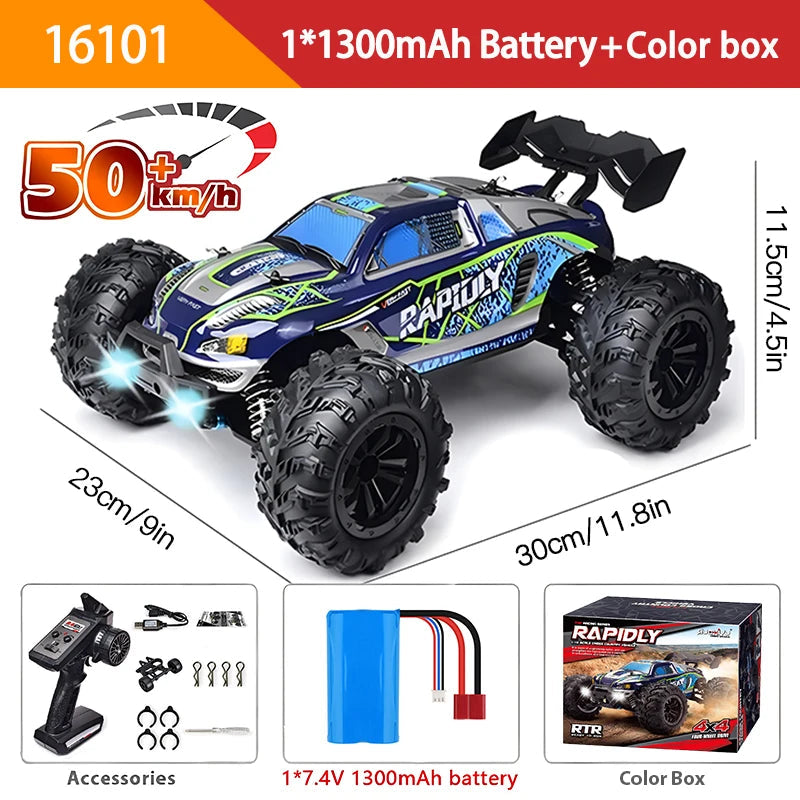 1:16 70KM/H Or 50KM/H 4WD RC Car With LED Remote Control Cars High Speed Drift Monster 4x4 Truck for Kids vs Wltoys 144001 Toys Econic Blanks