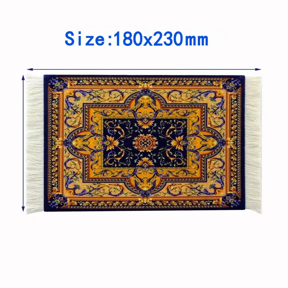 Woven flower Persian carpet small coaster wholesale merchants cheap mouse pad desk mat retro style rubber non-slip computer mats Quick Pick Grocers