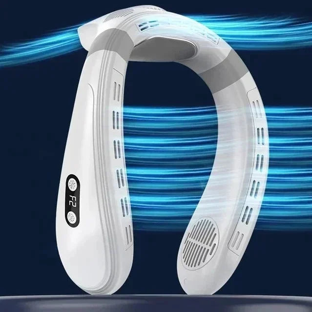 New Portable Neck Fan 5200mAh Neck Air Conditioner Rechargeable Semiconductor Cooling Fan Outdoor Personal Fan Wearable Cooler Quick Pick Grocers