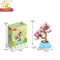 HUIQIBAO MOC Flower Succulent Potted Model Building Block DIY Eternal Bouquet Home Desk Plant Decor Brick Girl Gift Children Toy Quick Pick Grocers