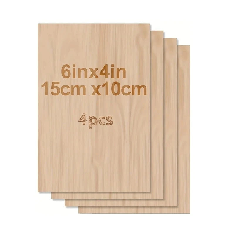 4Pcs/8pcs/15Pcs 6X4in/15X10cm Rectangle Unfinished Wood Sheets for Crafts House Aircraft Ship Boat Arts, DIY Wooden Econic Blanks