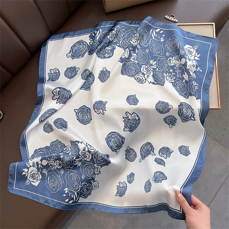 2025 Silk Shawl Print Headscarf Cat Hair Wrap Neckerchief Female Satin Square Scarf For Women Headband Foulard Hijab Bandana Quick Pick Grocers