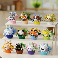 Cute dessert small animals potted bouquet cartoon doll panda puppy building block ornament children toys gift Quick Pick Grocers