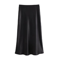 Willshela 2024 Black Satin Skirt Woman High Waist Elegant Long Skirts For Women Fashion Summer Midi Skirt Office Women's Skirts Quick Pick Grocers
