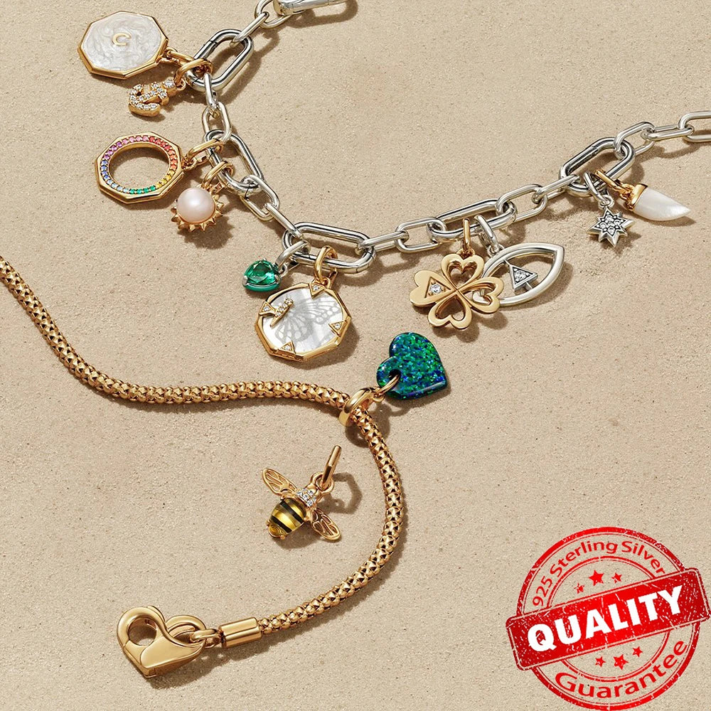 Sparkling Star Mini Dangle Charm Fit Brand Me Bracelet 925 Sterling Silver Me Series Green Heart Mini Charm Girl Party Jewelry Econic Blanks