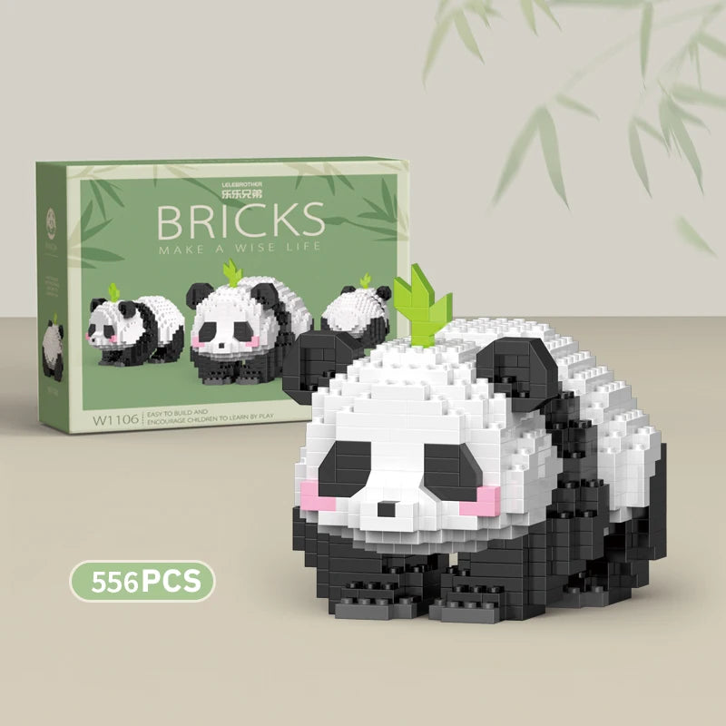 Creative DIY Assemable Animal Cute MINI Chinese Style Animal Panda Building Block Educational Boy Toys For Children Model Bricks Purest Peak Salt