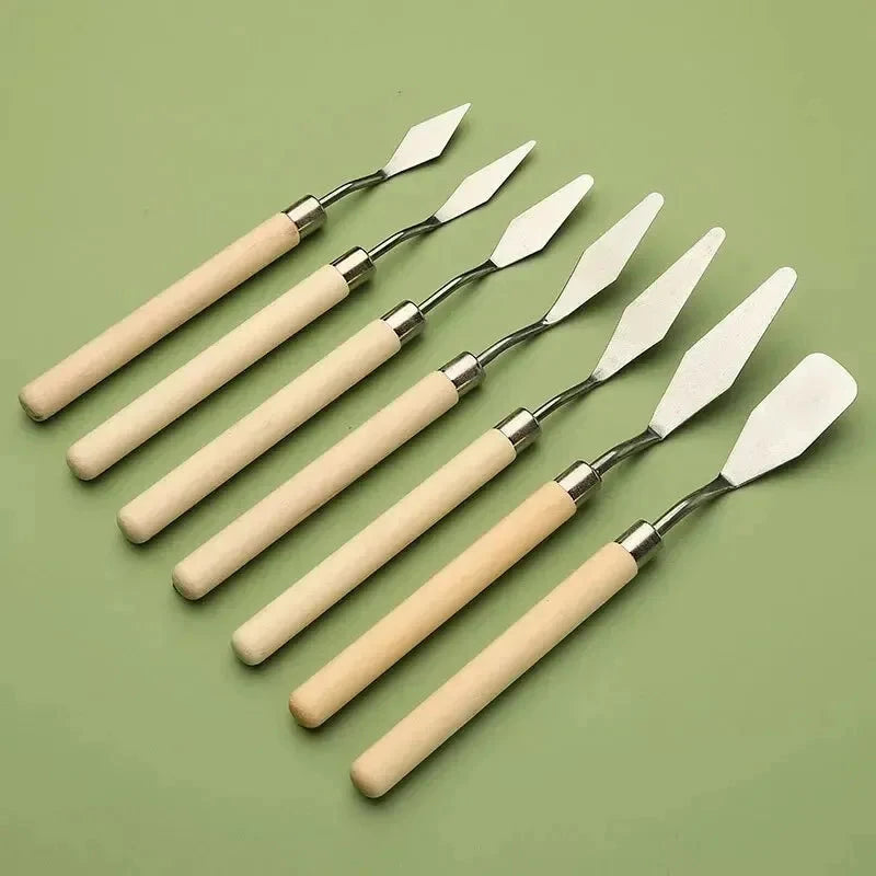 7Pcs Stainless Steel Oil Painting Knives Artist Crafts Spatula Palette Knife Mixing Knife Scraper Art Tools Econic Blanks