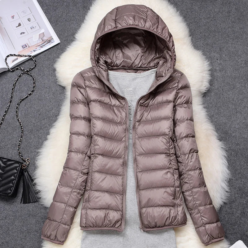 Women Puffer Jacket 15 Colors Plus Size 5XL 6XL 7XL 2025 New Spring Autumn Female Ultra Lightweight Packable Hooded Down Coats Quick Pick Grocers