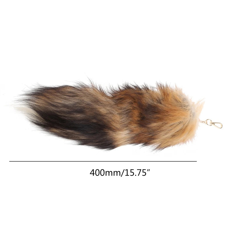 Plush-Fox Tail Keychain Furry Racoon Tail Keyring Keychain 28cm Animal Tail Key-Pendant Pompoms Keyring Holder Bag-Decor Econic Blanks