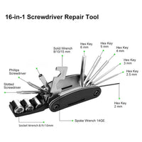 16 in 1 Portable Bicycle Repair Tools Kit Hex Wrench Nut Tire Screwdriver Motorcycle Bicycle Repair Tools Quick Pick Grocers