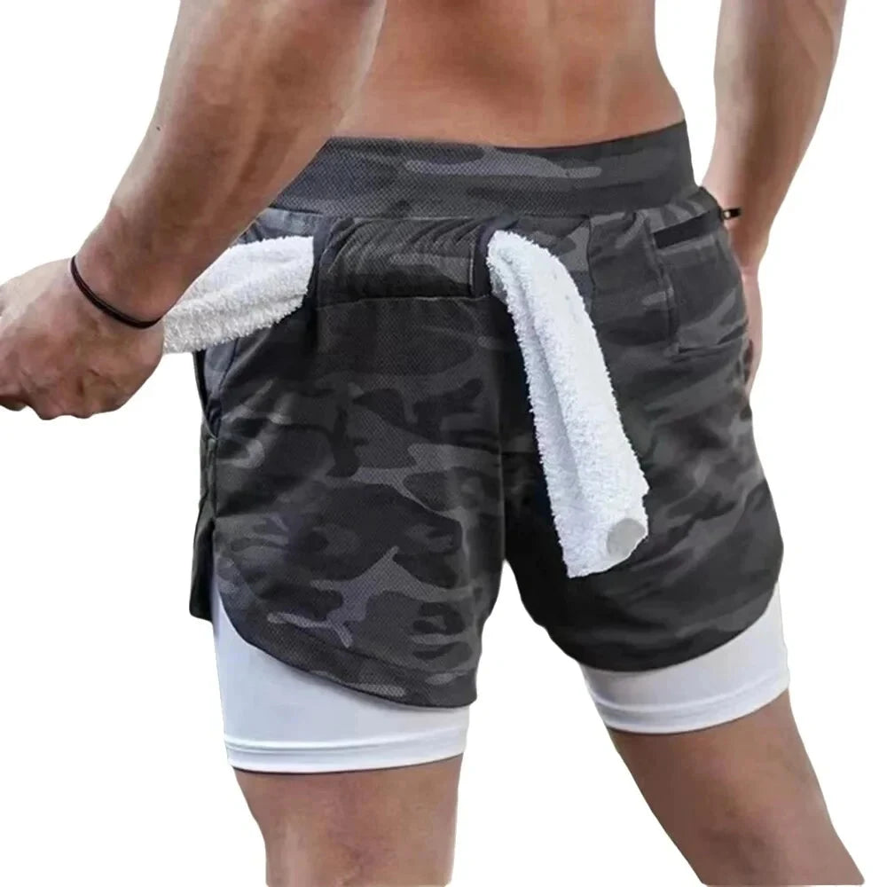 Camo Running Shorts Men Gym Sports Shorts 2 In 1 Quick Dry Workout Training Gym Fitness Jogging Short Pants Summer Men Shorts Econic Blanks