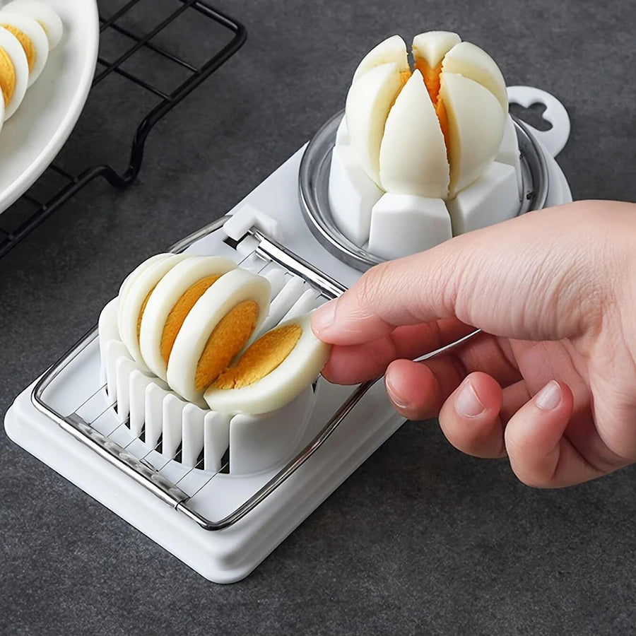 2-in-1 Multi-Function Egg Slicer Preserved Egg Fruit Cutter Modern Kitchen Gadget Tool Durable Metal Plastic Easy Slice Econic Blanks