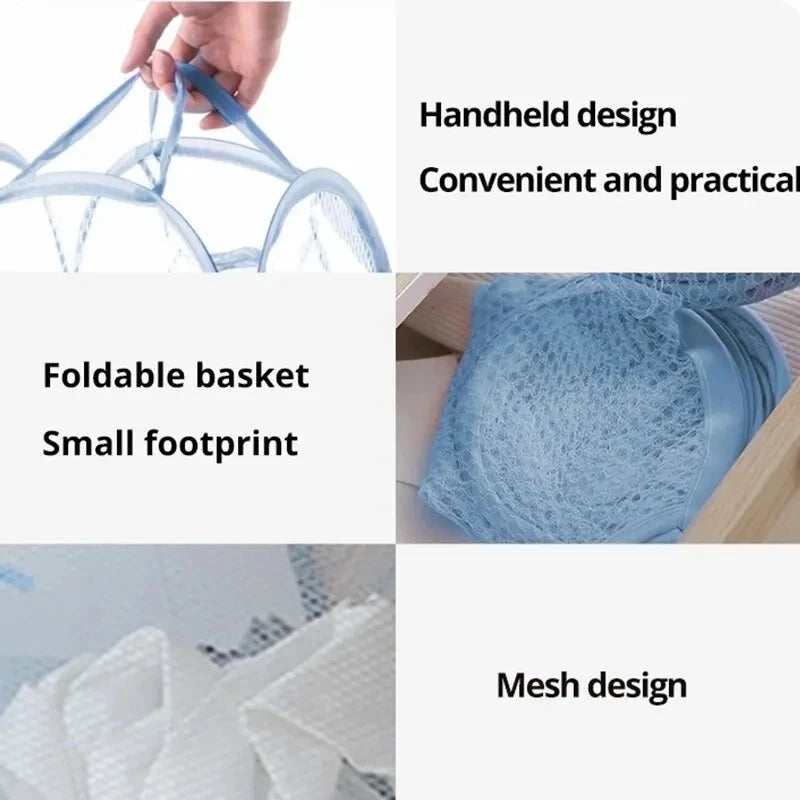 Folding Household Laundry Storage Basket Mesh Dirty Clothes Storage BasketToy Storage Bag Household Storage Bucket Econic Blanks