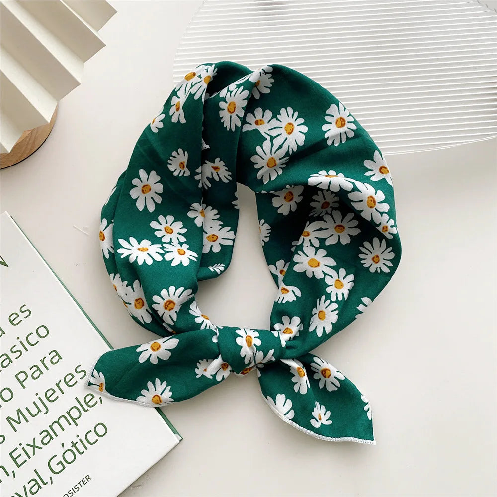 55cm Laies Headband Cotton Linen Square Scarf Women Korean College Girls Fashion Spring Autumn New Style Elegant Neck Scarves Quick Pick Grocers